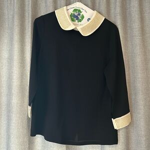 Black blouse with Peter Pan collar